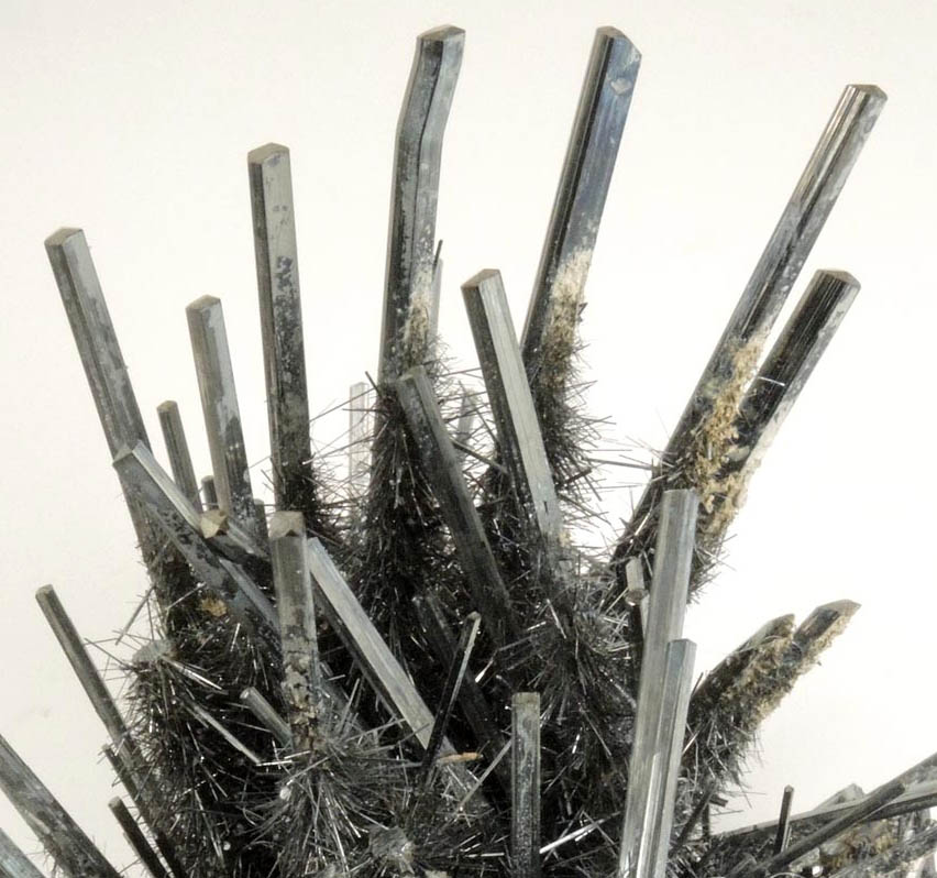 Stibnite (with overgrowth of smaller stibnite crystals) from Qinglong Mine, Dachang, Guizhou, China