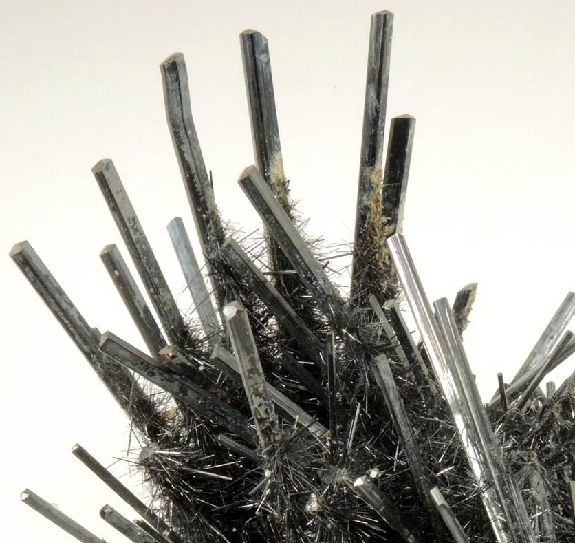 Stibnite (with overgrowth of smaller stibnite crystals) from Qinglong Mine, Dachang, Guizhou, China