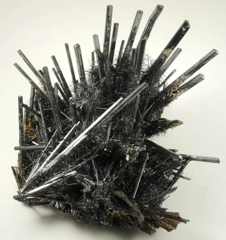 Stibnite (with overgrowth of smaller stibnite crystals) from Qinglong Mine, Dachang, Guizhou, China