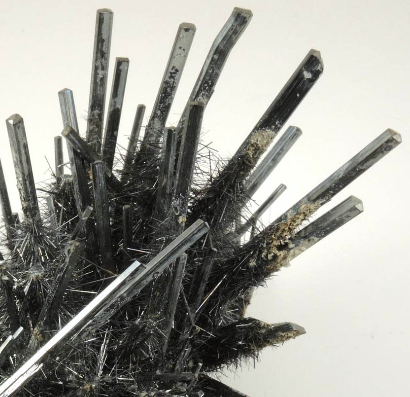 Stibnite (with overgrowth of smaller stibnite crystals) from Qinglong Mine, Dachang, Guizhou, China