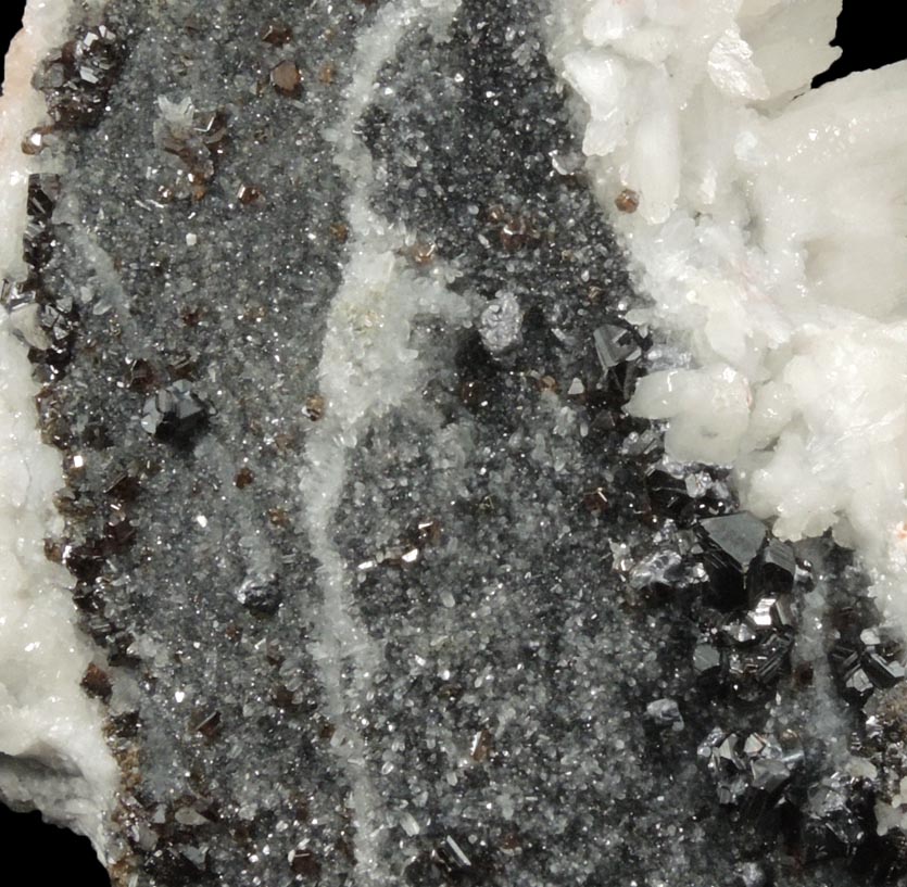 Calcite with Sphalerite and Amethyst Quartz from Santa Eulalia District, Aquiles Serdn, Chihuahua, Mexico