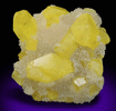 Sulfur on Aragonite from Agrigento District (Girgenti), Sicily, Italy