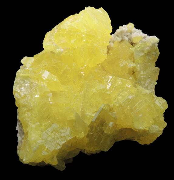 Sulfur on Aragonite from Agrigento District (Girgenti), Sicily, Italy