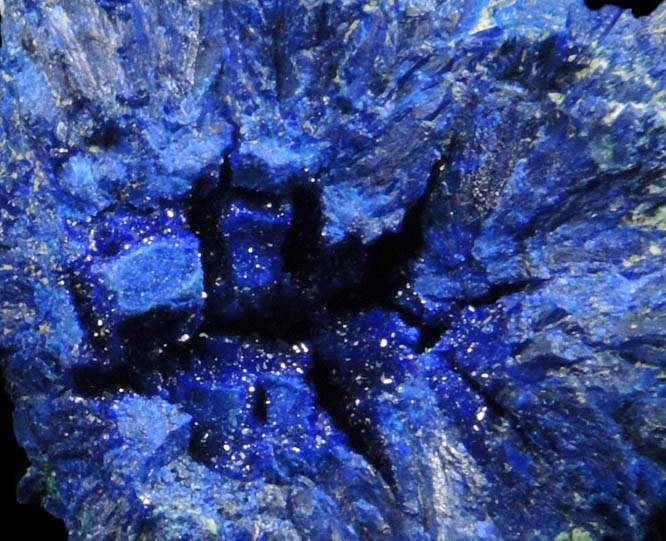 Azurite nodule with Azurite crystals lining the center cavity from Blueball Mine, Globe-Miami District, Gila County, Arizona