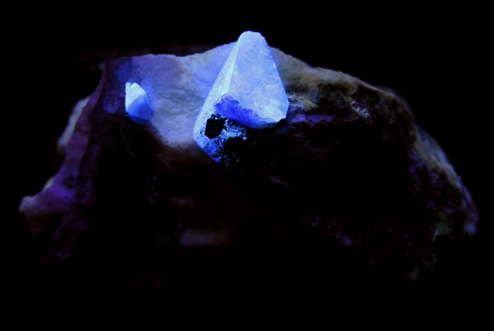 Benitoite and Neptunite in Natrolite from Benitoite Gem Mine, New Idria District, San Benito County, California (Type Locality for Benitoite)