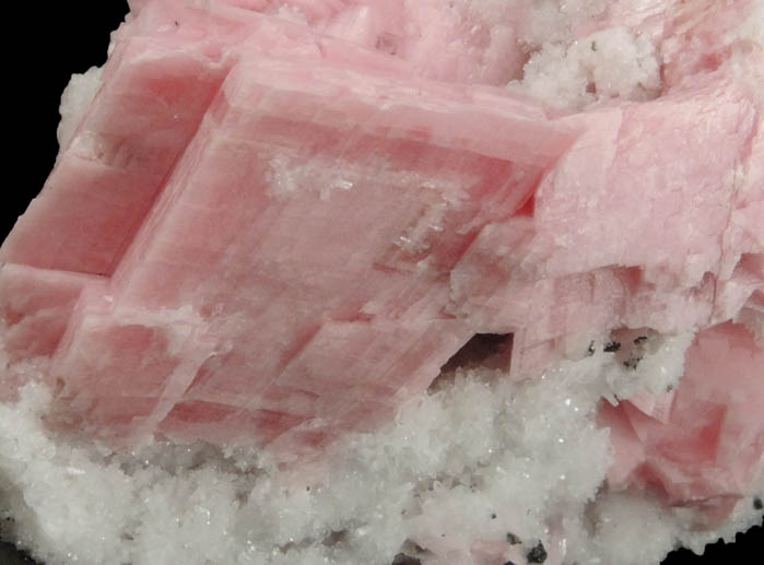 Rhodochrosite on Quartz with minor Sphalerite and Pyrite from American Tunnel, Sunnyside Mine, Eureka District, San Juan County, Colorado