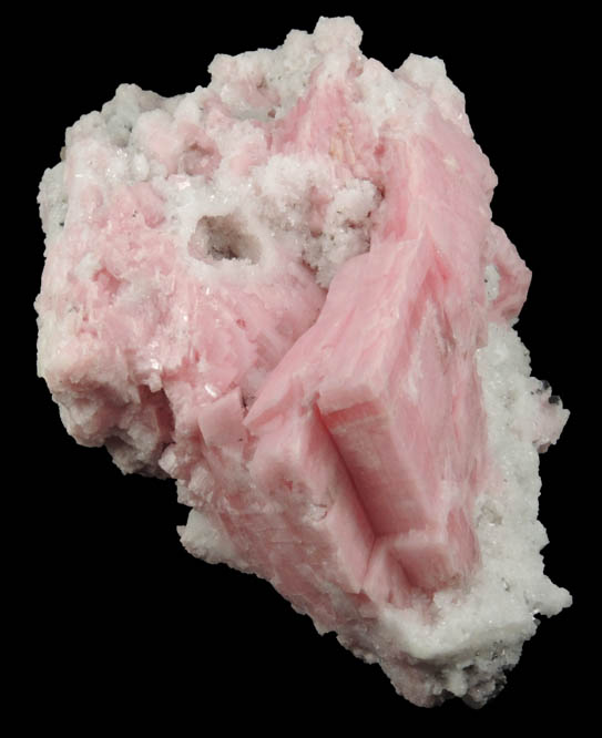 Rhodochrosite on Quartz with minor Sphalerite and Pyrite from American Tunnel, Sunnyside Mine, Eureka District, San Juan County, Colorado