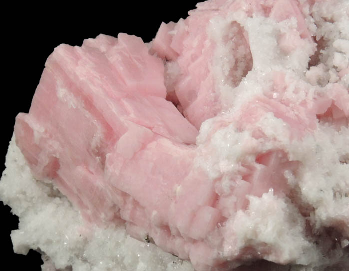 Rhodochrosite on Quartz with minor Sphalerite and Pyrite from American Tunnel, Sunnyside Mine, Eureka District, San Juan County, Colorado