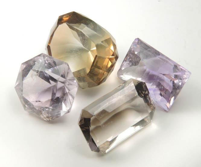 Quartz (4 faceted gemstones) from Brazil