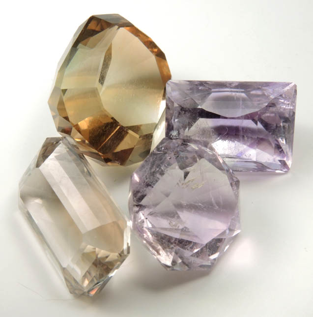 Quartz (4 faceted gemstones) from Brazil