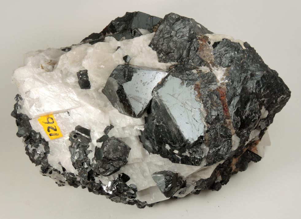 Franklinite unusually large crystals in Calcite from Franklin District, Sussex County, New Jersey (Type Locality for Franklinite)