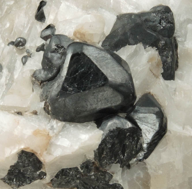 Franklinite with rare dodecahedral faces in Calcite from Franklin District, Sussex County, New Jersey (Type Locality for Franklinite)