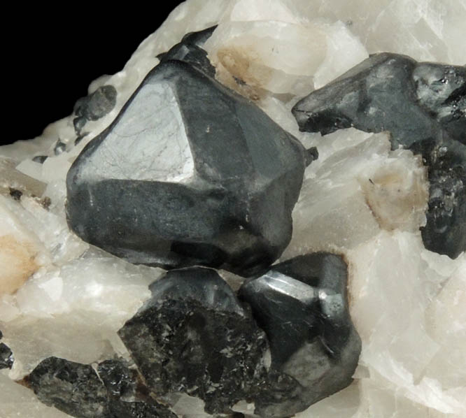 Franklinite with rare dodecahedral faces in Calcite from Franklin District, Sussex County, New Jersey (Type Locality for Franklinite)