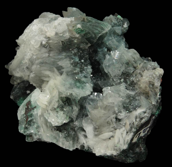 Calcite over Malachite from Concepcin del Oro, Zacatecas, Mexico