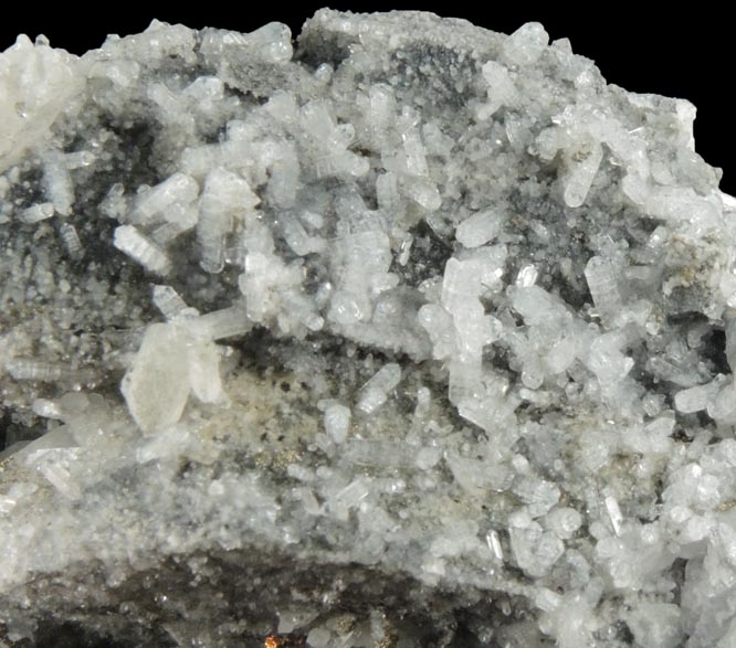 Harmotome (cruciform twinned), Galena, Pyrite, Calcite, Fluorite, Calcite from Lane Construction Corp. Northfield Quarry, Franklin County, Massachusetts