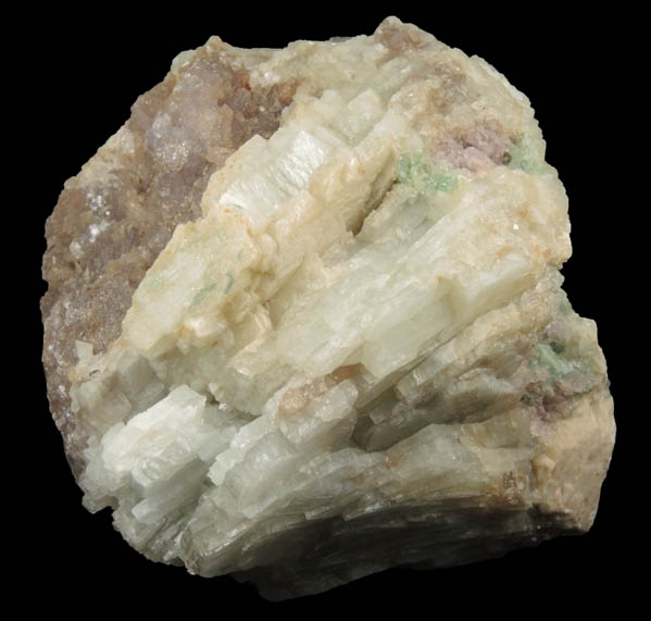 Lepidolite and Elbaite in Albite var. Cleavelandite from Plumbago Mountain, Newry, Oxford County, Maine