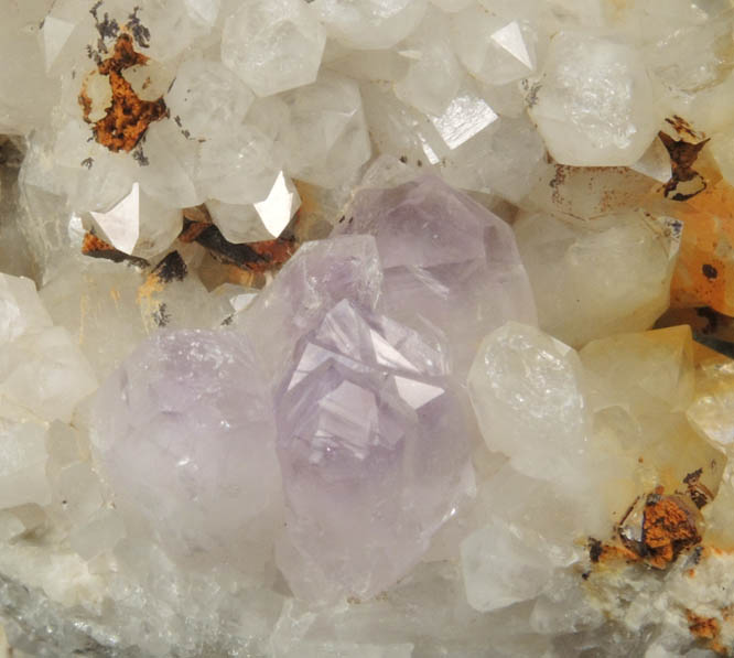 Quartz with Amethyst from Intergalactic Pit, Deer Hill, Stowe, Oxford County, Maine