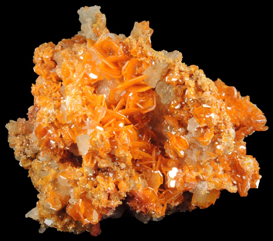 Wulfenite, Calcite, Vanadinite from Ahumada Mine, Sierra de Los Lamentos, Chihuahua, Mexico