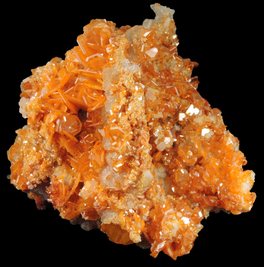 Wulfenite, Calcite, Vanadinite from Ahumada Mine, Sierra de Los Lamentos, Chihuahua, Mexico