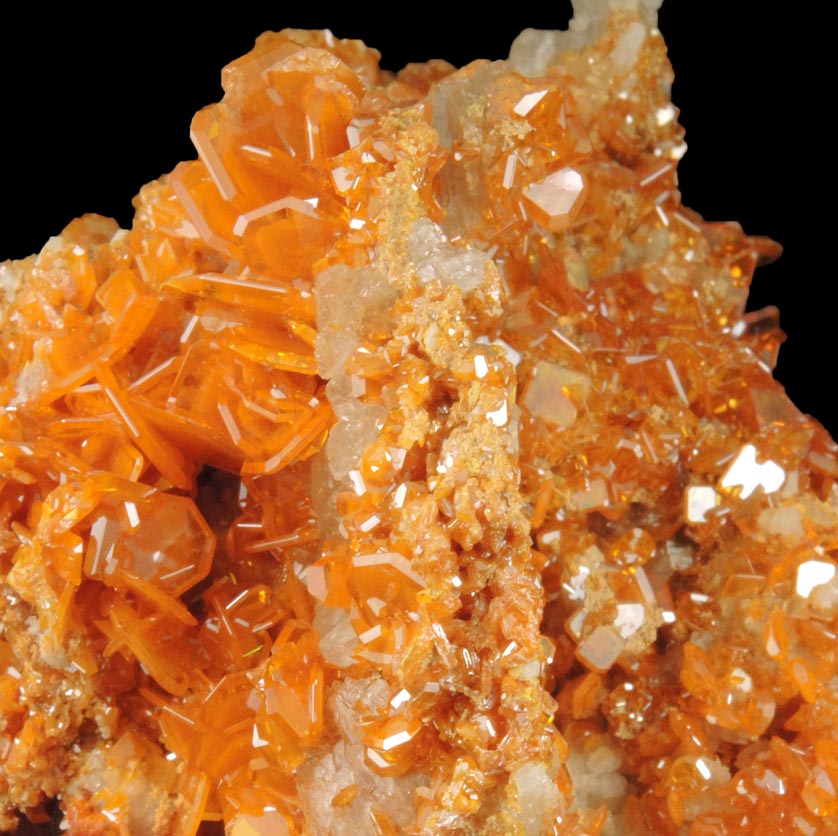 Wulfenite, Calcite, Vanadinite from Ahumada Mine, Sierra de Los Lamentos, Chihuahua, Mexico