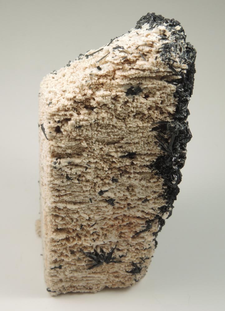 Schorl Tourmaline on Microcline (Baveno-Law Twinned) from Erongo Mountains, 20 km north of Usakos, Damaraland, Namibia