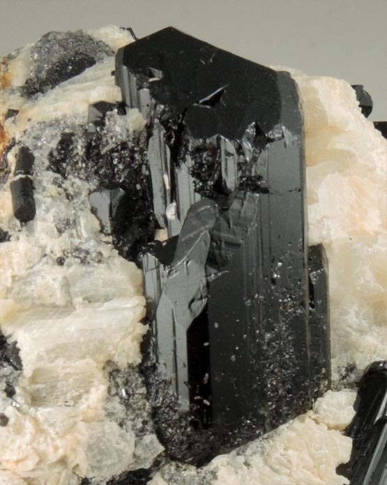 Uvite Tourmaline in Calcite with Graphite from Atlas Quarry, Orange County, New York