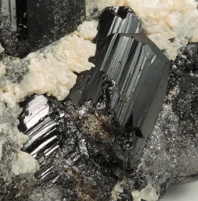 Uvite Tourmaline in Calcite with Graphite from Atlas Quarry, Orange County, New York