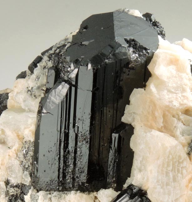 Uvite Tourmaline in Calcite with Graphite from Atlas Quarry, Orange County, New York