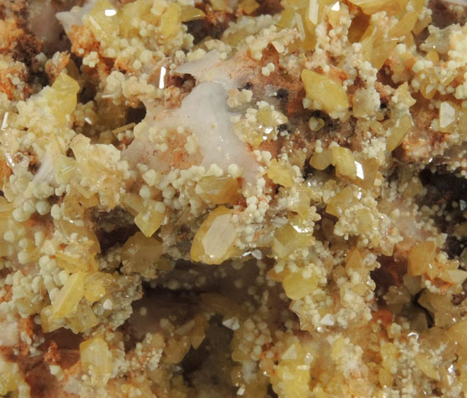 Wulfenite and Mimetite with minor Calcite from Mina La Morita (La Morita Mine), Ascensin, Chihuahua, Mexico