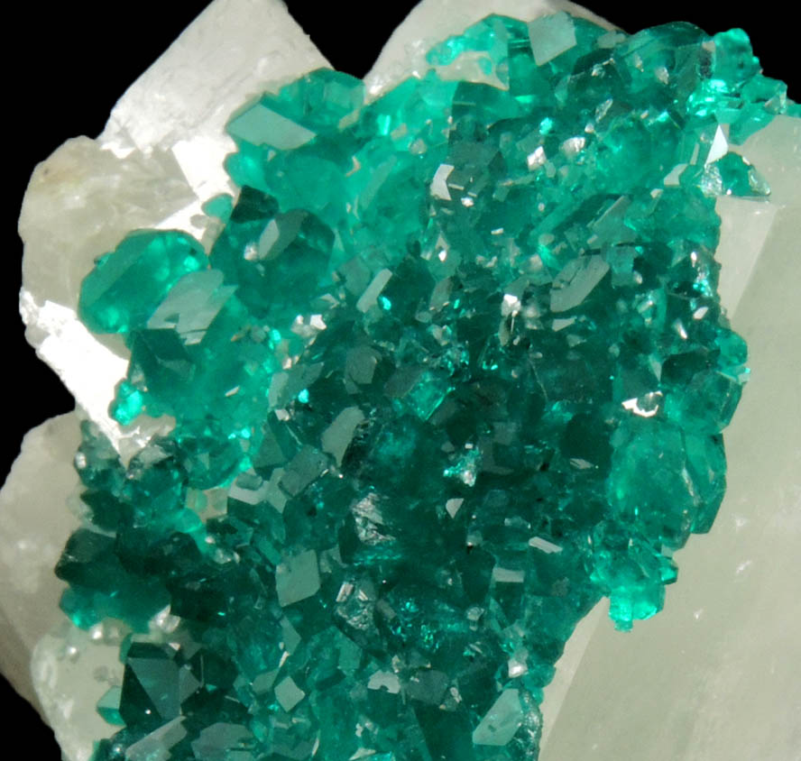 Dioptase on Calcite from Tsumeb Mine, Otavi-Bergland District, Oshikoto, Namibia