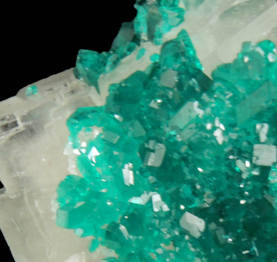 Dioptase on Calcite from Tsumeb Mine, Otavi-Bergland District, Oshikoto, Namibia