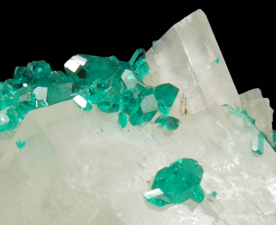 Dioptase on Calcite from Tsumeb Mine, Otavi-Bergland District, Oshikoto, Namibia