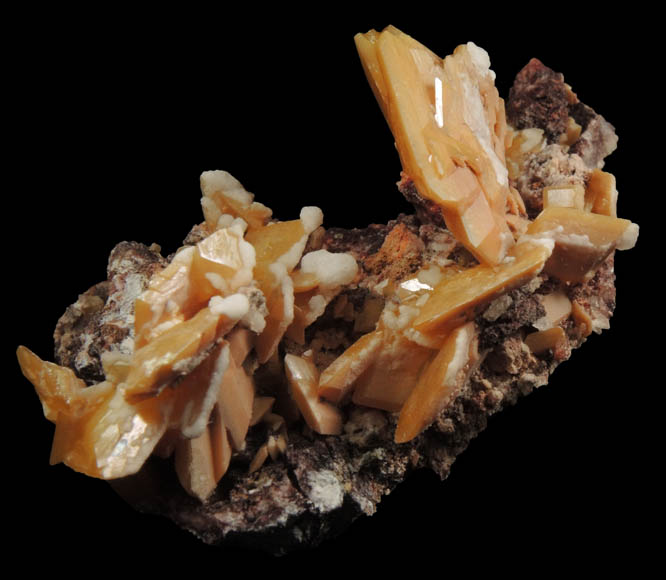 Wulfenite with minor Mimetite and Calcite from Mina La Morita (La Morita Mine), Ascensin, Chihuahua, Mexico