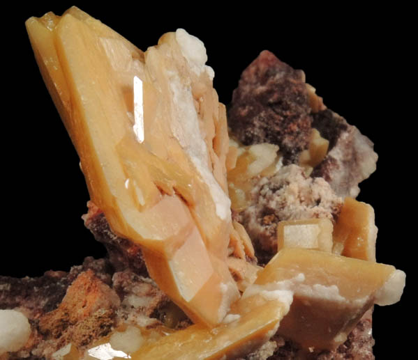 Wulfenite with minor Mimetite and Calcite from Mina La Morita (La Morita Mine), Ascensin, Chihuahua, Mexico