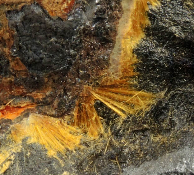 Cacoxenite on Goethite from Coon Creek Mine, Polk County, Arkansas