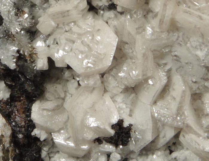 Calcite and Hemimorphite on Plattnerite from Hidden Treasure Mine, Ophir District, Tooele County, Utah