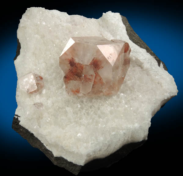 Apophyllite (red) on Quartz from Nashik District, Maharashtra, India