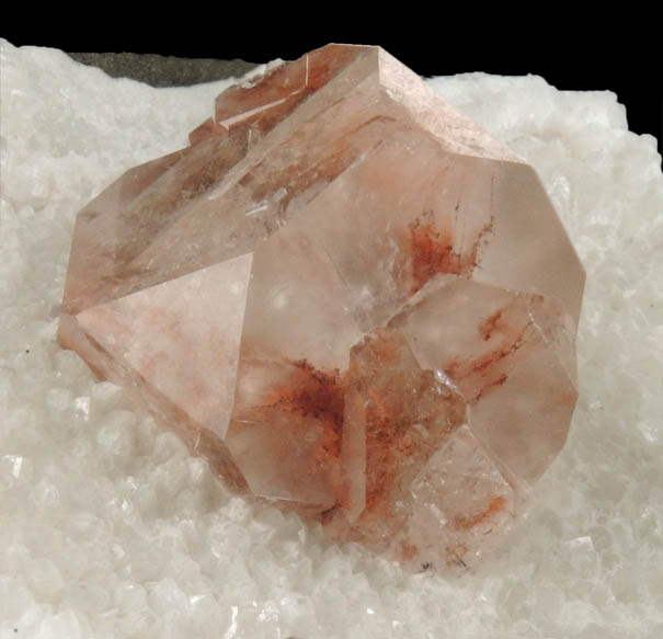 Apophyllite (red) on Quartz from Nashik District, Maharashtra, India