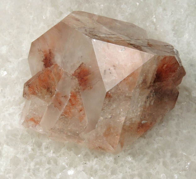 Apophyllite (red) on Quartz from Nashik District, Maharashtra, India