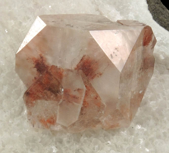 Apophyllite (red) on Quartz from Nashik District, Maharashtra, India