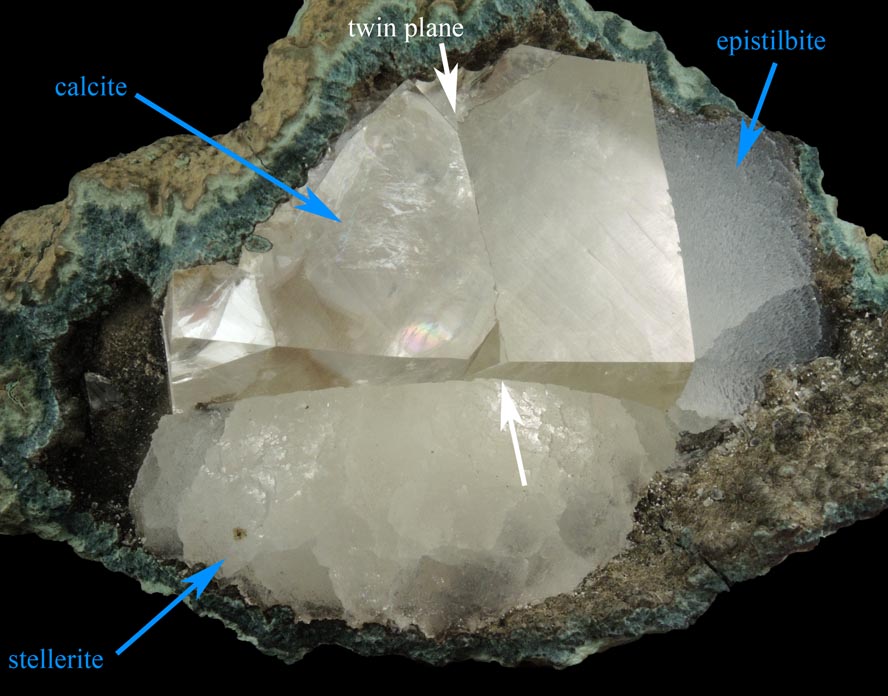 Epistilbite, Stellerite, Calcite from Jalgaon, Maharashtra, India