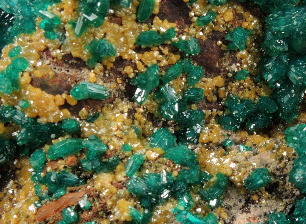 Dioptase and Mimetite plus minor Willemite from N'tola Mine, Mindouli, Pool Department, Republic of the Congo