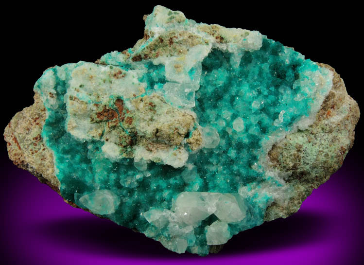 Dioptase on Calcite from Christmas Mine, Banner District, Gila County, Arizona