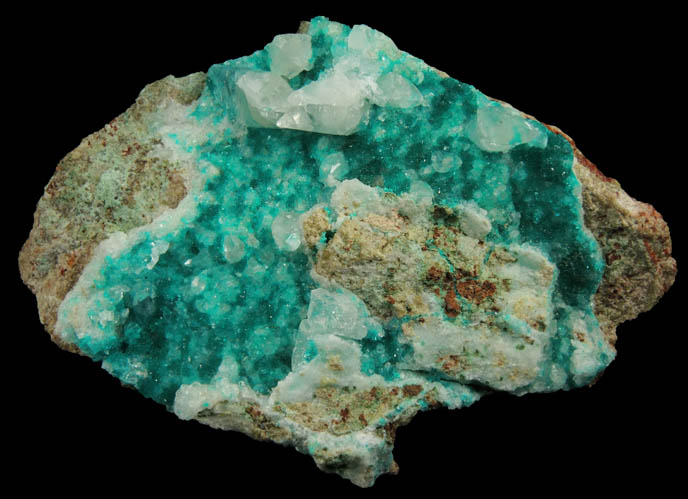 Dioptase on Calcite from Christmas Mine, Banner District, Gila County, Arizona