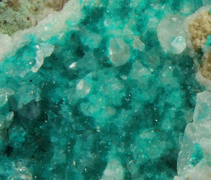 Dioptase on Calcite from Christmas Mine, Banner District, Gila County, Arizona