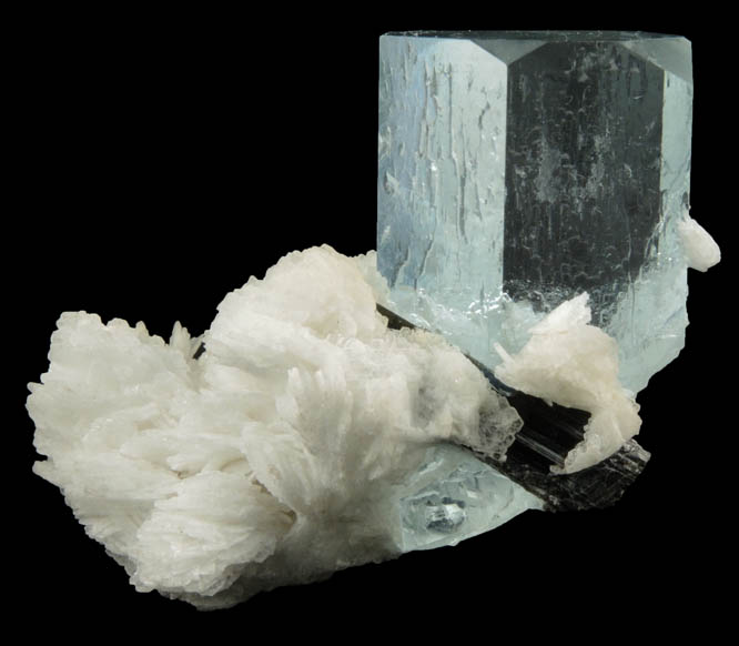 Beryl var. Aquamarine with Albite and Schorl Tourmaline from Shigar Valley, Baltistan, Gilgit-Baltistan, Pakistan