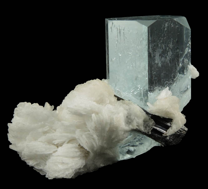 Beryl var. Aquamarine with Albite and Schorl Tourmaline from Shigar Valley, Baltistan, Gilgit-Baltistan, Pakistan