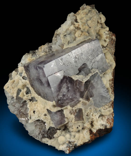 Fluorite with Quartz and Aragonite from Rogerley Mine, Vein pocket, Weardale, County Durham, England