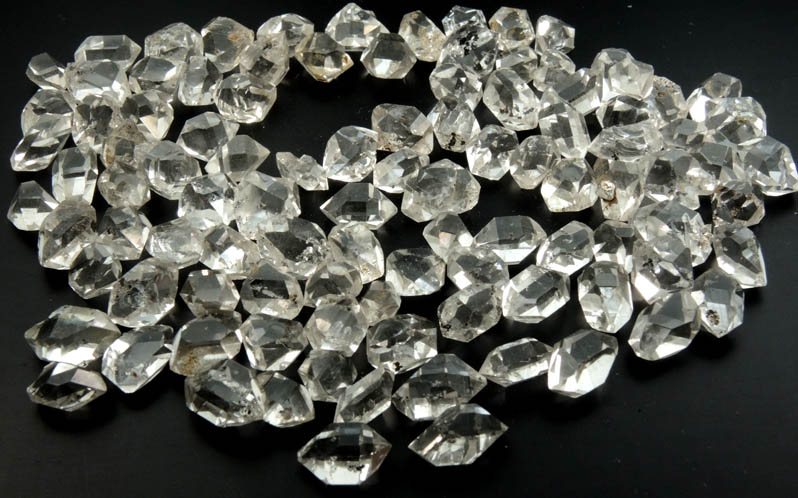 Quartz var. Herkimer Diamonds (collection of 102 crystals, 8-11 mm) from Hickory Hill Diamond Diggings, Fonda, Montgomery County, New York