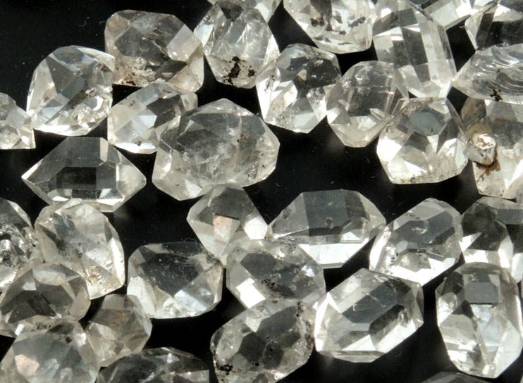 Quartz var. Herkimer Diamonds (collection of 102 crystals, 8-11 mm) from Hickory Hill Diamond Diggings, Fonda, Montgomery County, New York